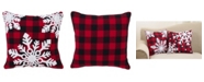 Saro Lifestyle 3 Snowflakes Buffalo Plaid Decorative Pillow, 18" x 18"